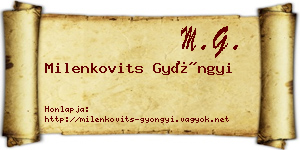 Milenkovits Gyöngyi névjegykártya